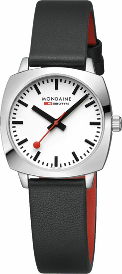 MONDAINE PETITE CUSHION BLACK VEGAN GRAPE LEATHER 31 MM MSL.31110.LBV