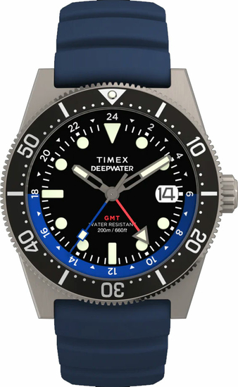 TIMEX Deepwater Reef 200 GMT 41mm Synthetic Rubber Strap Watch TW2W75100