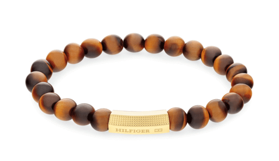 TOMMY HILFIGER TIGER'S EYE QUARTZ BEADED BRACELET 2790582