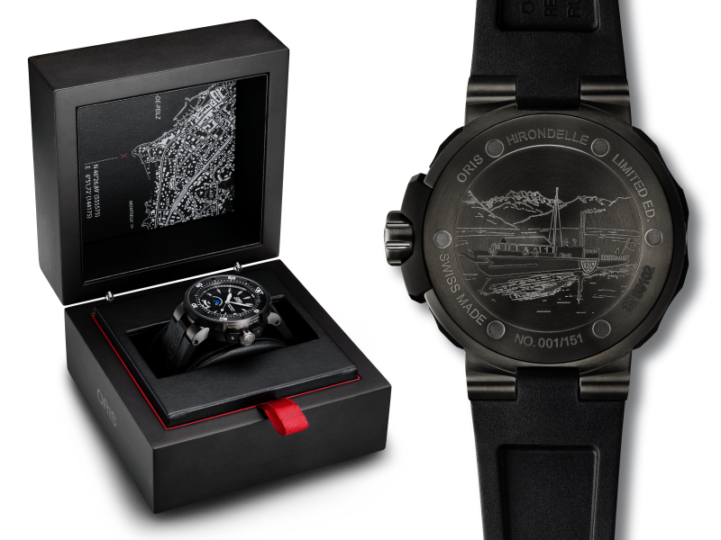 Balenie a gravírovanie viečka hodiniek Oris Hirondelle Limited Edition, ref. 667.7645.72.94