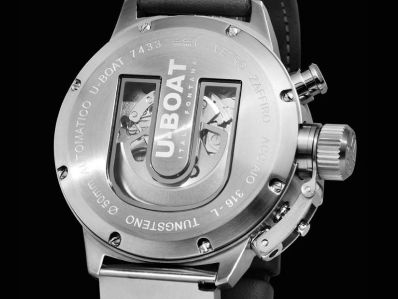 U-BOAT Classico Chrono Tungsten, viečko s priehľadom